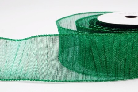 Πράσινη μεταλλική τσαλακωμένη χριστουγεννιάτικη κορδέλα με σύρμα_KW0496GC-15-49